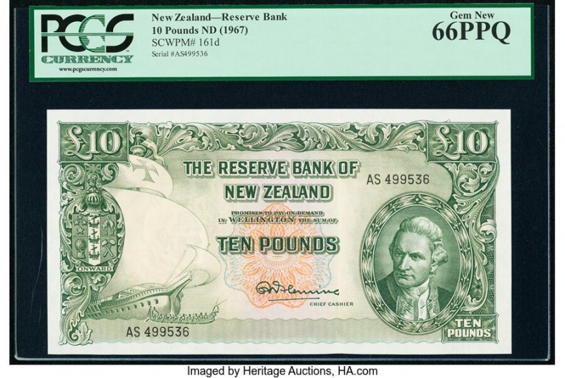 New Zealand Reserve Bank of New Zealand 10 Pounds ND (1960-67) Pick 161d PCGS Ge...