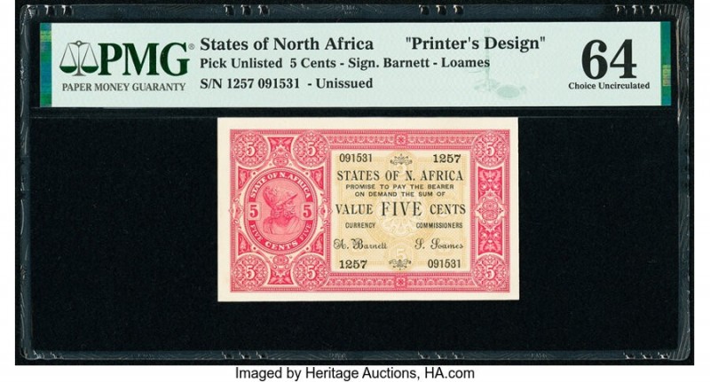 North Africa States of North Africa 5 Cents ND (ca. 1900s) Pick Unlisted Color T...