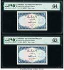 Pakistan Government of Pakistan 1 Rupee ND (1953-63) Pick 9 Two Examples PMG Choice Uncirculated 63; Choice Uncirculated 64. Staple holes at issue and...