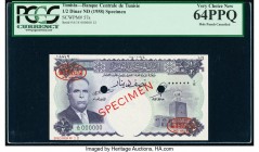 Tunisia Banque Centrale 1/2 Dinar ND (ca. 1958) Pick 57s Specimen PCGS Very Choice New 64PPQ. Cancelled with 2 punch holes. 

HID09801242017

© 2020 H...