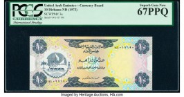 United Arab Emirates Currency Board 10 Dirhams ND (1973) Pick 3a PCGS Superb Gem New 67PPQ. 

HID09801242017

© 2020 Heritage Auctions | All Rights Re...