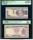 Sri Lanka Central Bank of Ceylon 100 Rupees 26.8.1977 Pick 82a PMG Choice Uncirculated 64. Vanuatu Central Bank of Vanuatu 1000 Vatu ND (1982) Pick 3s...