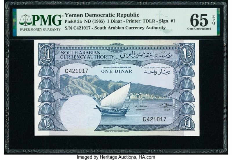 Yemen Democratic Republic South Arabian Currency Authority 1 Dinar ND (1965) Pic...