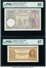 Yugoslavia National Bank 100 Dinara 1.12.1929 Pick 27a PMG Gem Uncirculated 65 EPQ. Yugoslavia National Bank 500 Dinara 1.5.1946 Pick 66b PMG Superb G...