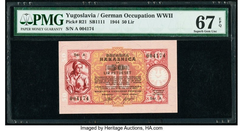 Yugoslavia Sparkasse der Provinz Laibach 50 Lir 14.9.1944 Pick R21 PMG Superb Ge...