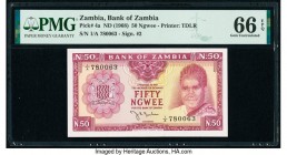 Zambia Bank of Zambia 50 Ngwee ND (1968) Pick 4a PMG Gem Uncirculated 66 EPQ. 

HID09801242017

© 2020 Heritage Auctions | All Rights Reserved
