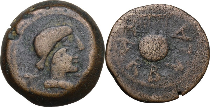 Hispania. Carbula. AE As, early 2nd century BC. Female head right; X to left, cr...