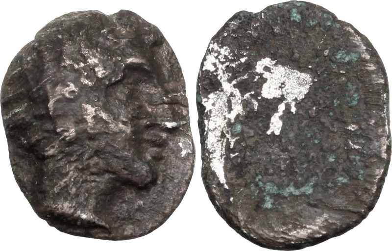 Greek Italy. Etruria, Populonia. AR Fourrée 2 1/2 Units, c. 400 BC. Head of youn...
