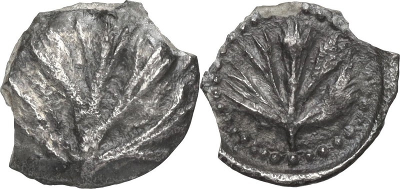 Sicily. Selinos. AR Obol, circa 515-480/70 BC. Selinon leaf. / Selinon leaf with...
