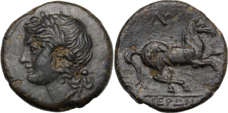 Sicily. Syracuse. Hieron II (274-216 BC). AE 17 mm. Head of Apollo left, laureat...