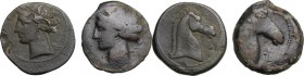 Punic Sardinia. Lot of 2 unclassified AE denominations, 300-264 BC. AE. About VF:Good F.