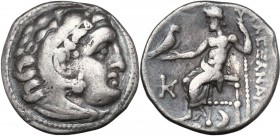 Continental Greece. Kings of Macedon. Antigonos I Monophtalmos (320-301). AR Drachm. In the name and types of Alexander III. Kolophon mint. Struck cir...