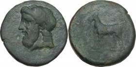Continental Greece. Illyria, Pharos. AE Litra, c. 350-320 BC. Laureate head of Zeus left. / Goat standing left. BMC 3; HGC 6 18. AE. 14.48 g. 25.00 mm...