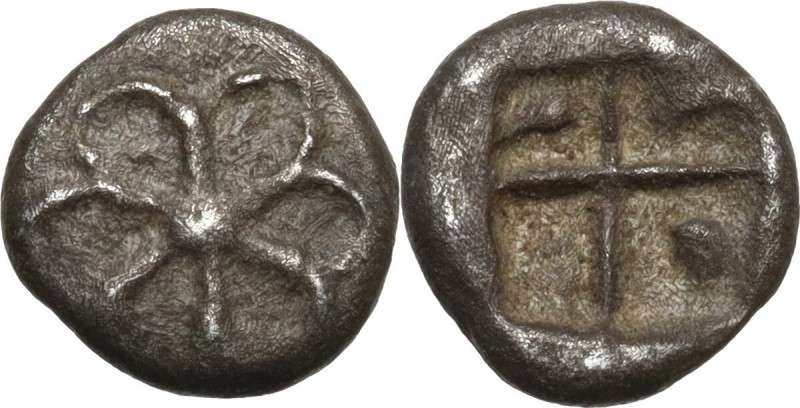 Greek Asia. Uncertain mint. Western Asia Minor(?). AR Obol, 5th century BC. Flow...