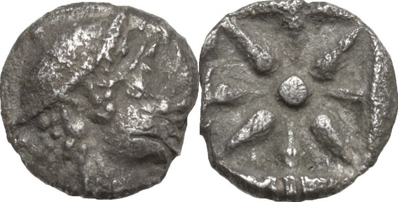 Greek Asia. Asia Minor, uncertain mint. AR Hemiobol, c. 5th century BC. Helmeted...