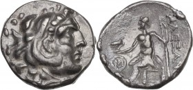 Greek Asia. Islands off Ionia, Chios. AR Drachm imitating Alexander III of Macedon, 3rd century BC. Head of Herakles right, wearing lion's skin headdr...