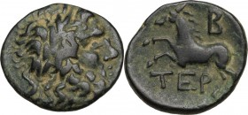 Greek Asia. Pisidia, Termessos. Pseudo-autonomous issue, 1st century BC. AE 18 mm, Dated CY 1 (71/0 BC). Laureate head of Zeus right. / Horse leaping ...