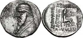 Greek Asia. Kings of Parthia. Mithradates II (121-91 BC). AR Drachm, Rhagai mint, 109-95 BC. Bust left, diademed. / Archer seated right, holding bow. ...