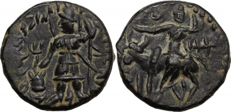 Greek Asia. India, Kushan Empire. Vasudeva I (191-232). AE Tetradrachm. King sta...