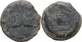 Balbus. AE As, 169-158 BC. Laureate head of bearded Janus; I above. / Prow of galley right; BAL above, I to right. Cr. 179/1. AE. 37.71 g. 35.00 mm. A...