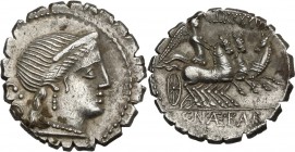 C. Naevius Balbus. AR Denarius serratus, 79 BC. Diademed head of Venus right; behind SC. / Victory in triga right; above,CLXXXXVI; in exergue, C. NAE ...