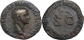Germanicus (died 19 AD). AE As, struck under Claudius, 50-54. Head right. / Large SC surrounded by legend. RIC I (2nd ed.) 106. AE. 9.75 g. 28.00 mm. ...