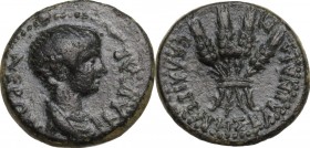 Nero (54-68). AE 15.5 mm. Blaundus (Lydia). Bare-headed and draped bust right. / Four grain ears, tied together. RPC I 3060. AE. 3.21 g. 15.50 mm. Gre...