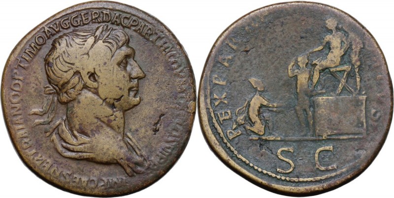 Trajan (98-117). AE Sestertius, Struck 20 February 116-August 117 AD. Laureate a...