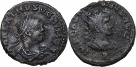 Aurelian with Vabalathus (270-275). BI Antoninianus. Antioch mint, 2nd officina. 270-272 AD. Radiate and cuirassed bust of Aurelian right; in exergue,...
