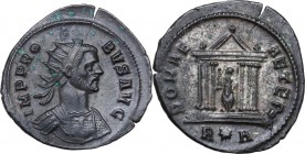 Probus (276-282). BI Antoninianus. Rome mint, 1st officina. 278 AD. Radiate and cuirassed bust right. / Roma seated facing, head left, holding Victory...