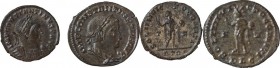 Constantine I (307-337). Lot of 2 AE Folles, Lugdunum and Trier mints. AE. About EF.