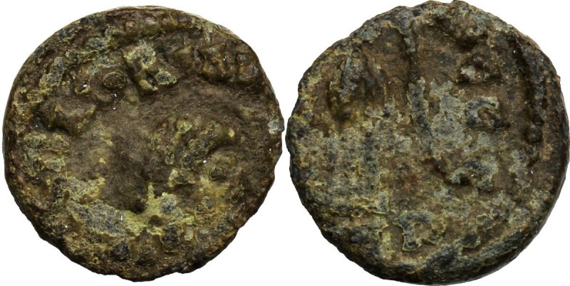 Majorian (457-461). AE 12 mm, Mediolanum mint. Bust right, diademed, draped, cui...
