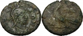 Ostrogothic Italy, Theodahad (534-536). AE Follis. Rome mint, 5th officina. Struck 493-518. Helmeted and cuirassed bust of Roma right. / Eagle standin...