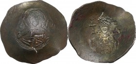 Nicephorus III Botaniates (1078-1081). EL (debased) Histamenon nomisma, Constantinople mint. Bust of Christ Pantokrator facing, cross-nimbate, raising...