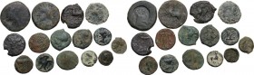 Greek Italy and Greek Sicily. Multiple lot of fifteen (15) AE coins. 14 AE Fractionals including Akragas, Kentoripai, Syracuse, Rhegion. In addiction ...