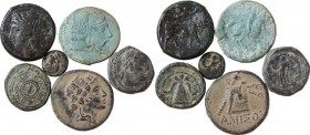 Greek World. Lot of 6 AE denominations; including: Neapolis, Amisos, Seuthes III, Kebren, Alexander III the Great and Sardes. AE. VF.