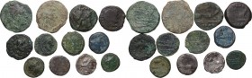 Roman Republic. Multiple lot of twelve (12) coins: 10 AE and 2 AR Denarii. AR/AE. F: VF.
