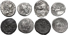 Roman Republic. Multiple lot of four (4) AR Denarii. AR. About VF:VF.