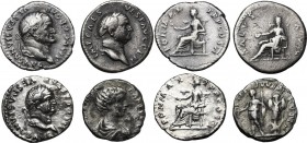 The Roman Empire. Multiple lot of four (4) AR Denarii. AR. About VF.