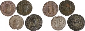 Roman Empire. Lot of 4 Antoniniani; including: Probus, Gallienus, Saloninus and Salonina. AR, BI and AE. VF.