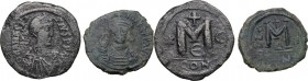 The Byzantine Empire. Multiple lot of two (2) unclassified AE Follis. AE. 35.00 mm. About VF/VF.