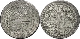 Ottoman Empire. Mahmud II (AH 1223-1255 / AD 1808-1839). Budju, Jaza’ir (Algeria), AH 1240 (1824). Name and titles in four lines. / Mint and date. KM ...
