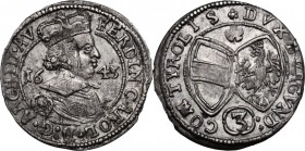 Austria. Ferdinand Karl (1646-1662). AR 3 Kreuzer 1643, Hall mint. KM 852. AR. 1.43 g. 21.00 mm. Good EF.