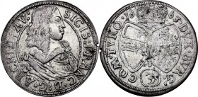 Austria. Sigismund Franz (1662-1665). AR 3 Kreuzer 1663, Hall mint. M-T 534. AR. 1.45 g. 21.00 mm. Good VF/VF.