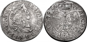 Austria. Leopold I (1658-1705). AR 3 Kreuzer 1676, Hall mint. M-T 728; Herinek 1420. AR. 1.47 g. 20.00 mm. VF.