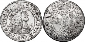Austria. Leopold I (1657-1705). AR 3 Kreuzer 1679, Hall mint. Herinek 1414; M-T 722. AR. 1.49 g. 20.00 mm. Good EF.