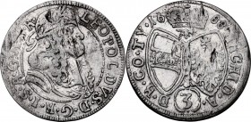 Austria. Leopold I (1658-1705). AR 3 Kreuzer 1688, Hall mint. Herinek 1432. AR. 1.36 g. 20.00 mm. VF.