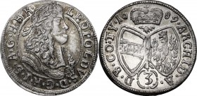 Austria. Leopold I (1657-1705). AR 3 Kreuzer 1689, Hall mint. Herinek 1433. AR. 1.55 g. 20.00 mm. About FDC.