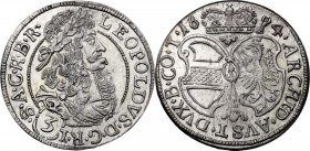 Austria. Leopold I (1657-1705). AR 3 Kreuzer, 1694, Hall in Tirol mint. Herinek 1440. AR. 1.55 g. 20.00 mm. About FDC.