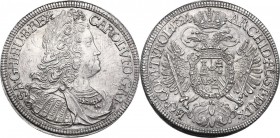 Austria. Karl VI (1711-1740). 1/2 Taler 1724, Hall mint. Herinek 486. AR. 14.37 g. 35.00 mm. Overstruck. EF.